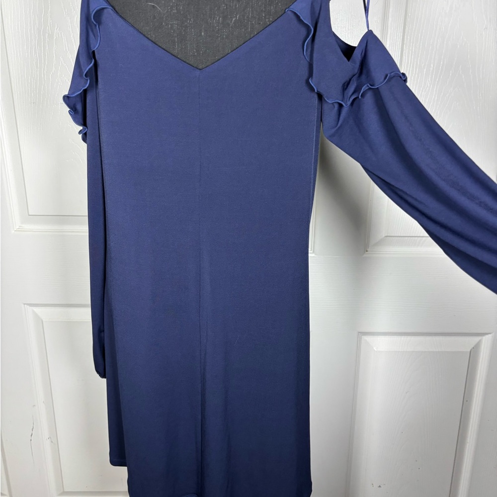 Michael Kors Navy Cold-Shoulder Long Sleeve Dress - Picture 12 of 14
